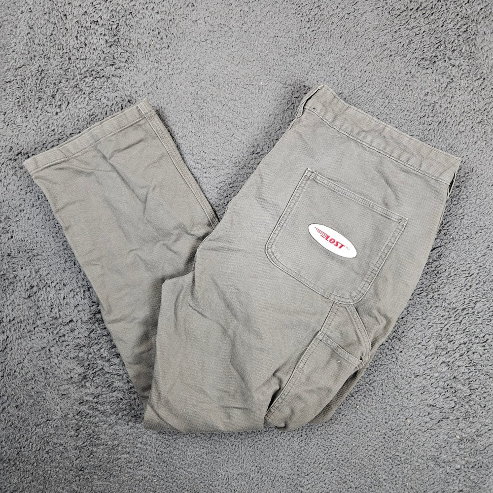 Lost‎ Enterprises Mens 34 Carpenter Pants Olive Gray Skater Workwear Y2K